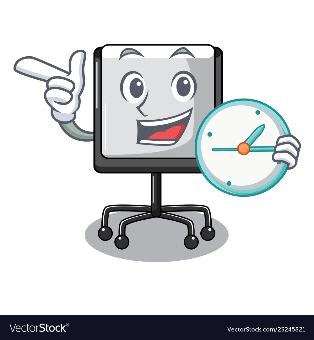 With clock presentation board character in table