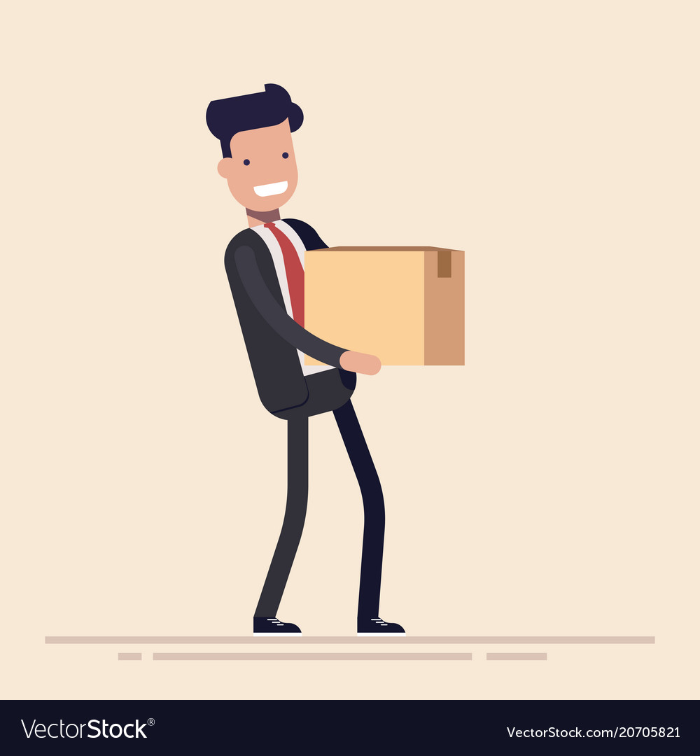 Young businessman or manager with a cardboard box Vector Image