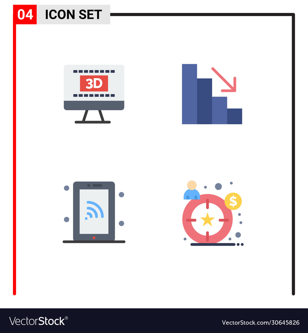 4 thematic flat icons and editable symbols