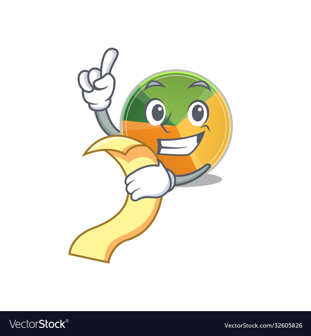 A funny cartoon character pie chart with menu Vector Image