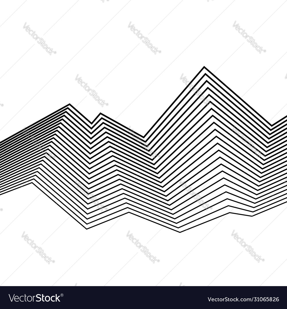 Black distorted lines on white background Vector Image