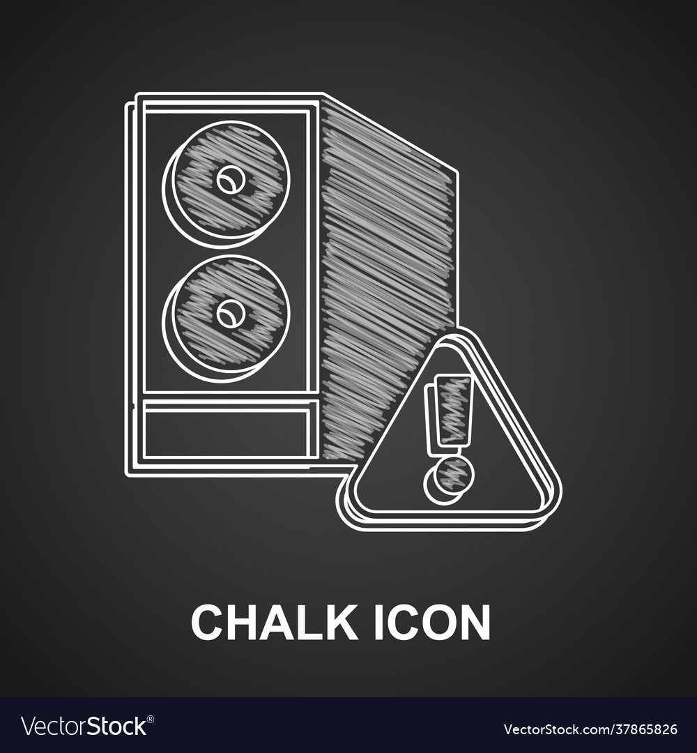 Chalk case computer with exclamation mark icon vector image Chalk case computer with exclamation mark icon