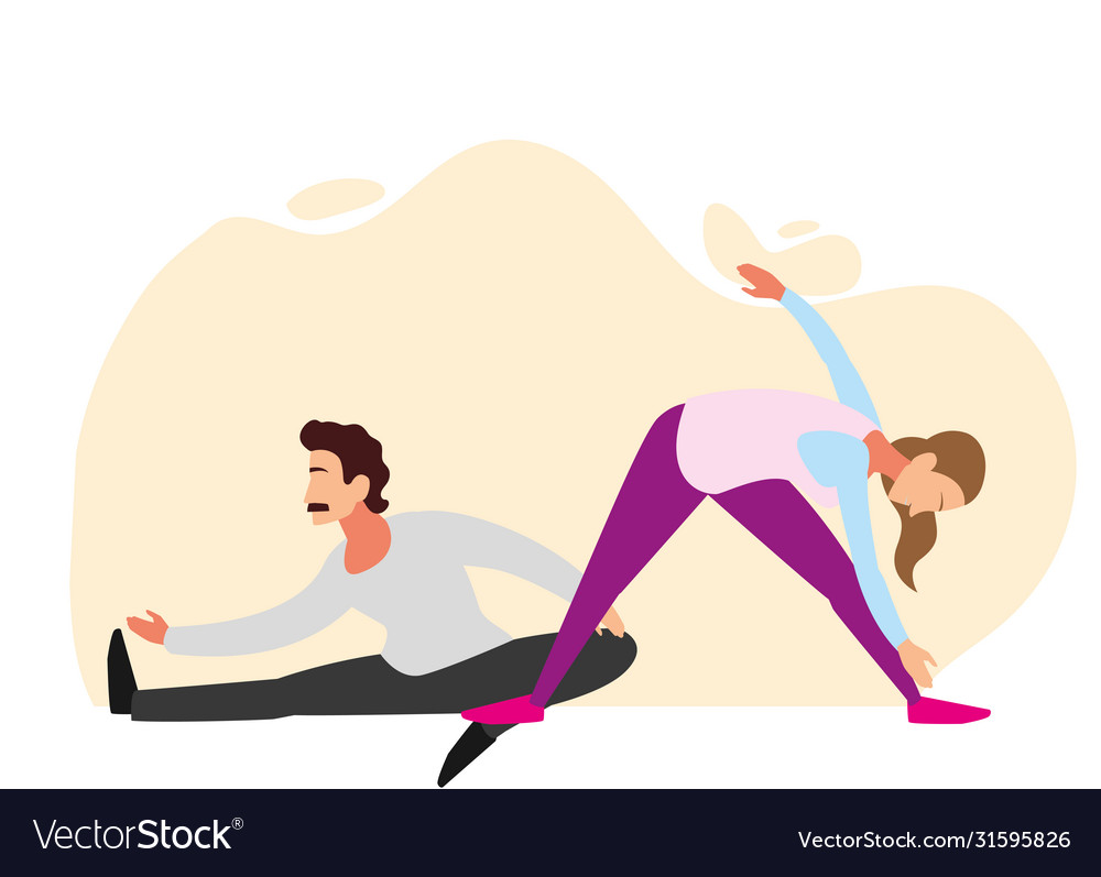 Couple doing stretching and strength exercise