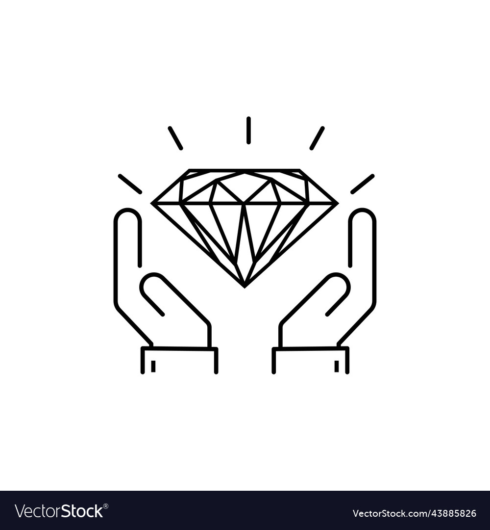 Diamond in the hands icon with hand