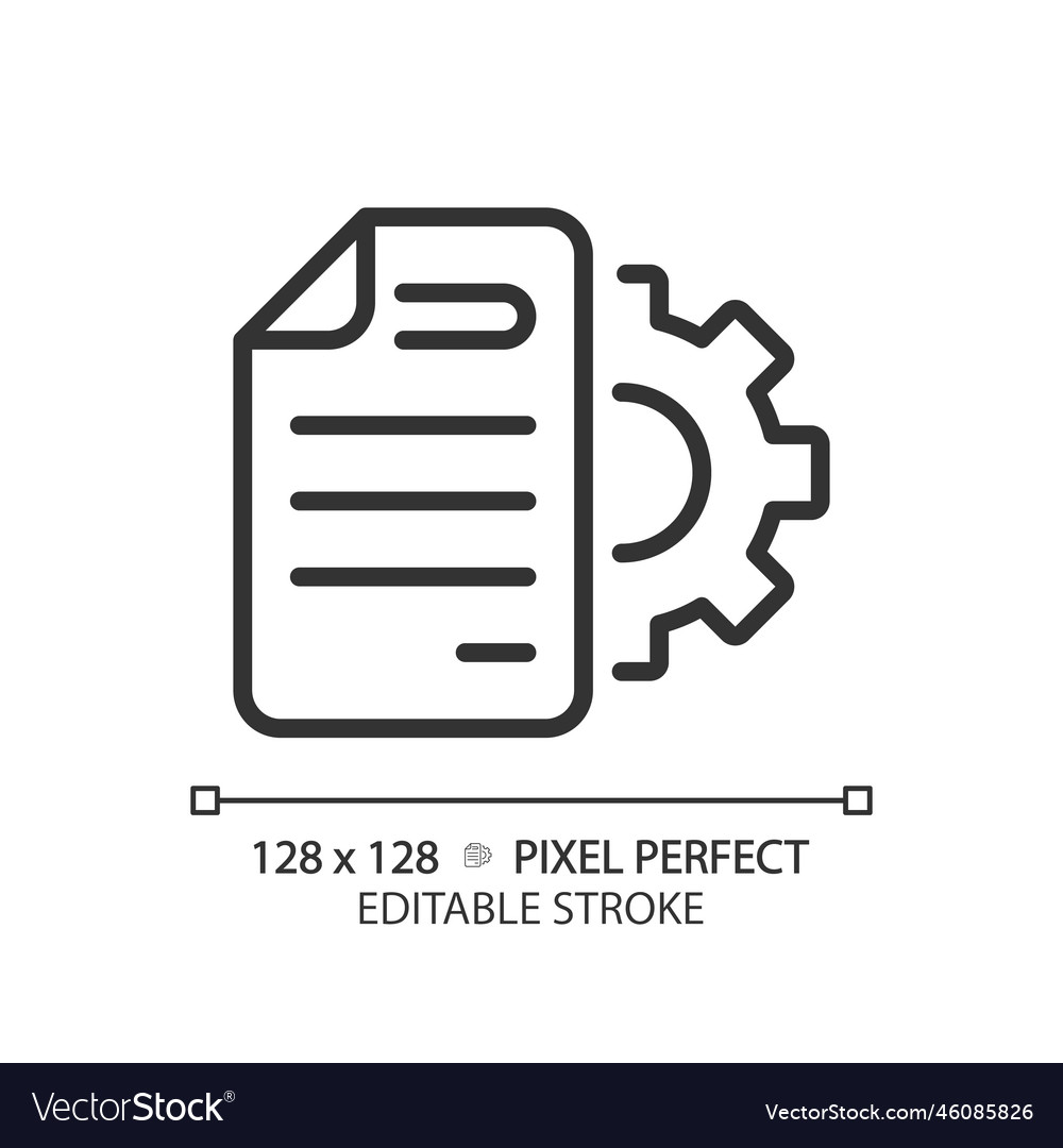 Document settings pixel perfect linear icon vector image Document settings pixel perfect linear icon