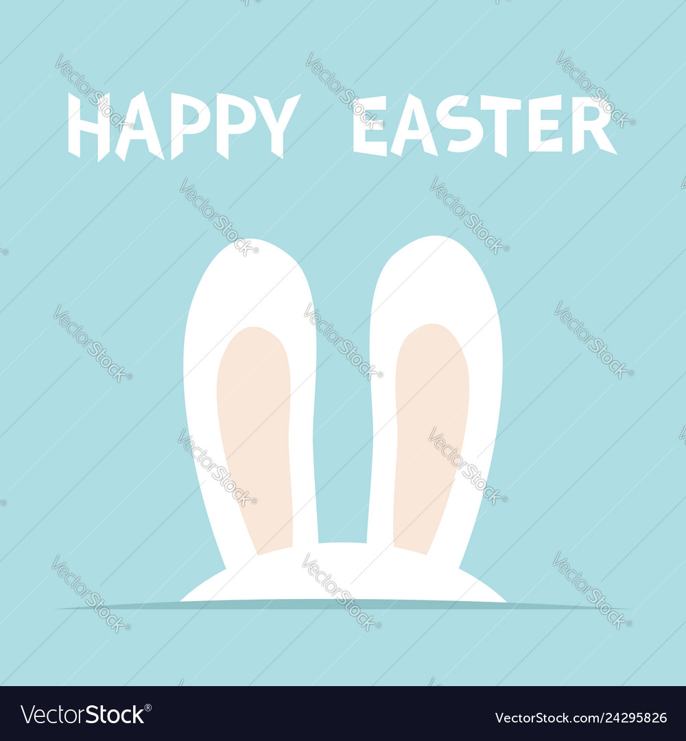 Happy easter rabbit bunny ears hidden head face Vector Image