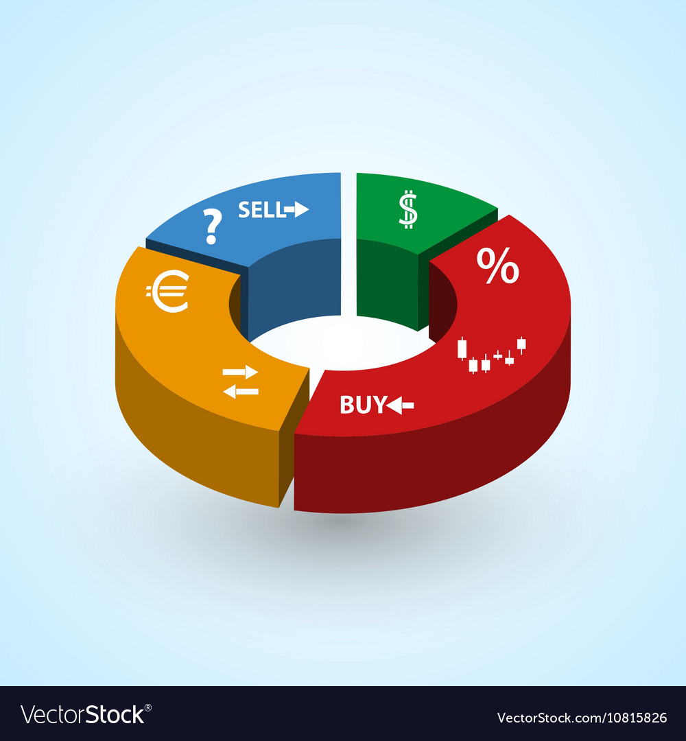 Infographics symbols in big colorful 3d circle