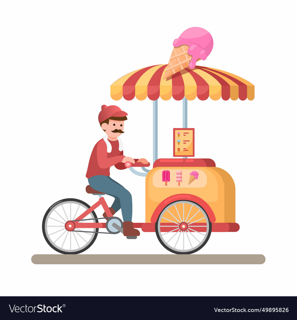 Mobile ice cream vendor cartoon Royalty Free Vector Image