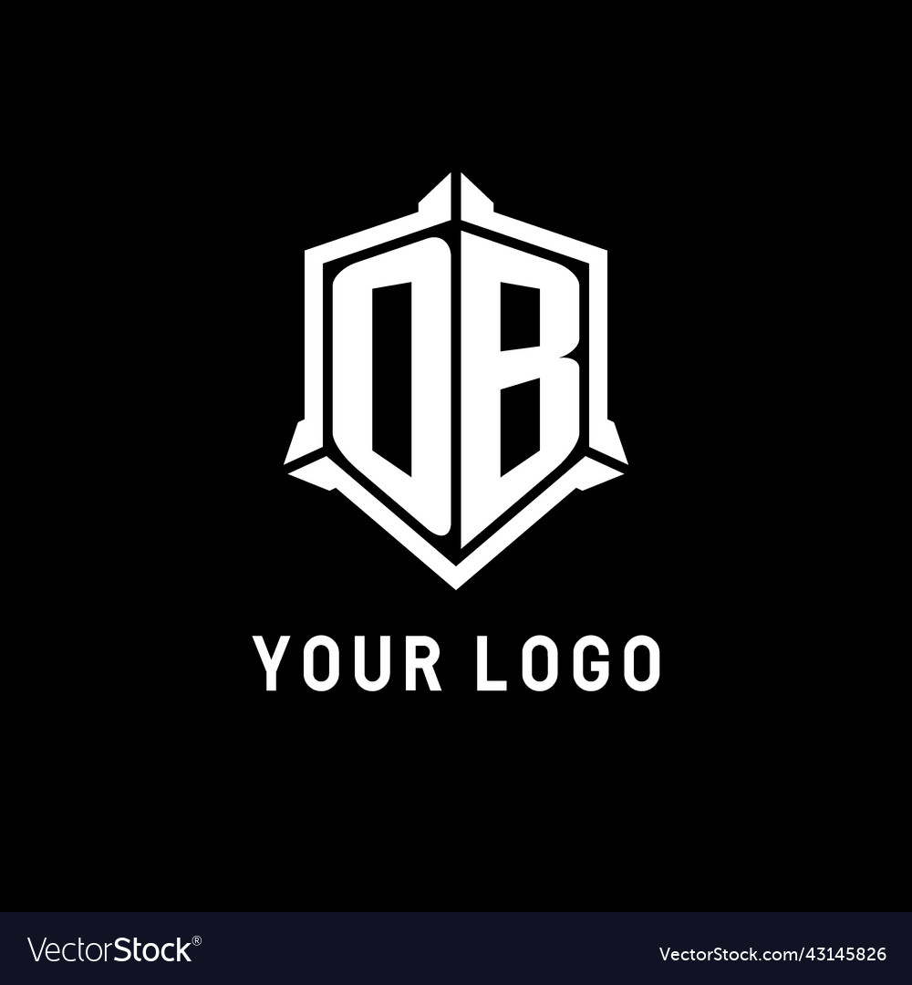 Ob logo initial with shield shape design style Vector Image Ob logo initial with shield shape design style