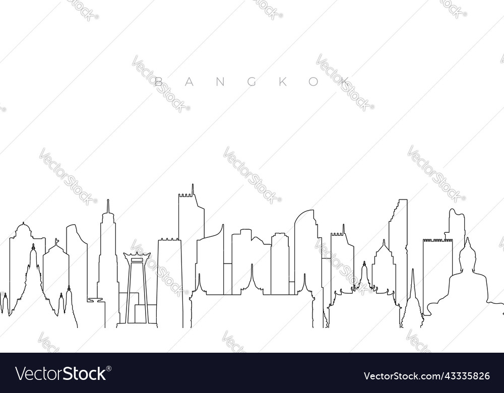 Outline bangkok skyline trendy template