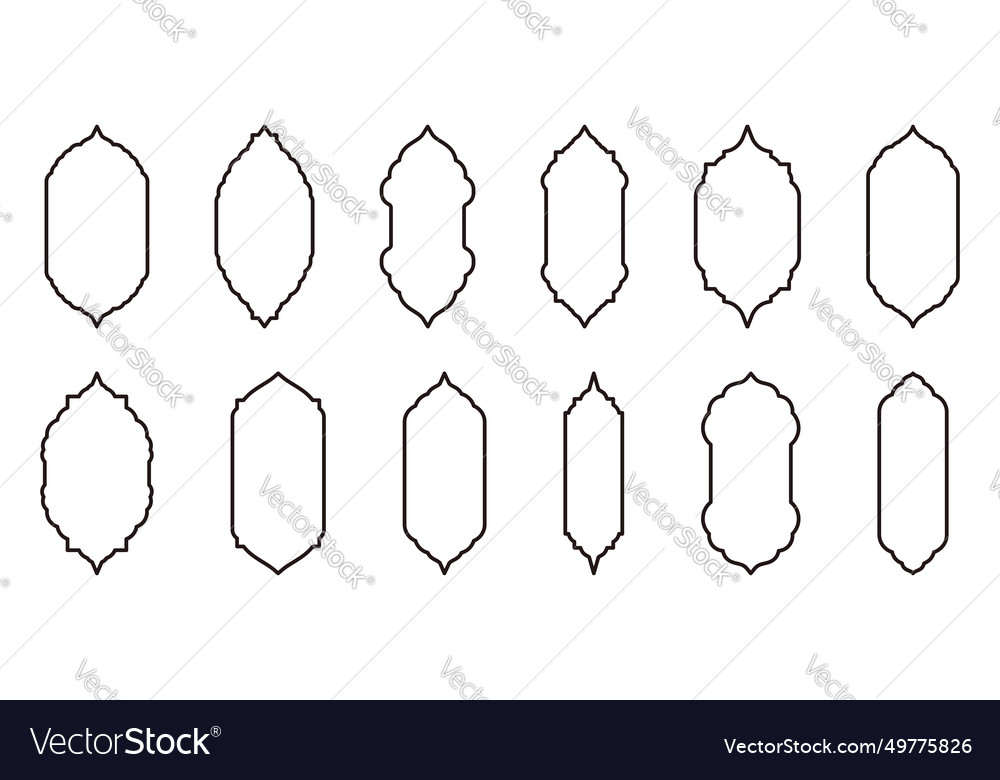 Outline Collection Of Oriental Style Islamic Vector Image