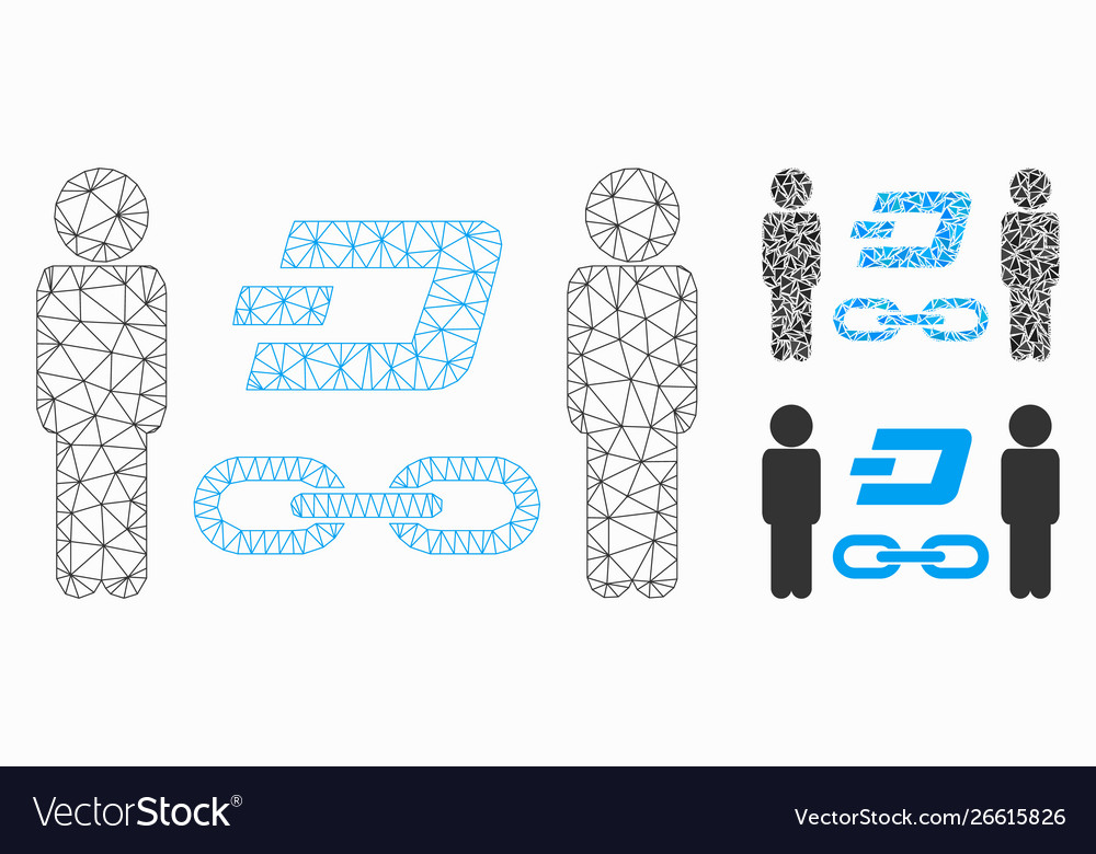 People dash blockchain mesh 2d model vector image People dash blockchain mesh 2d model