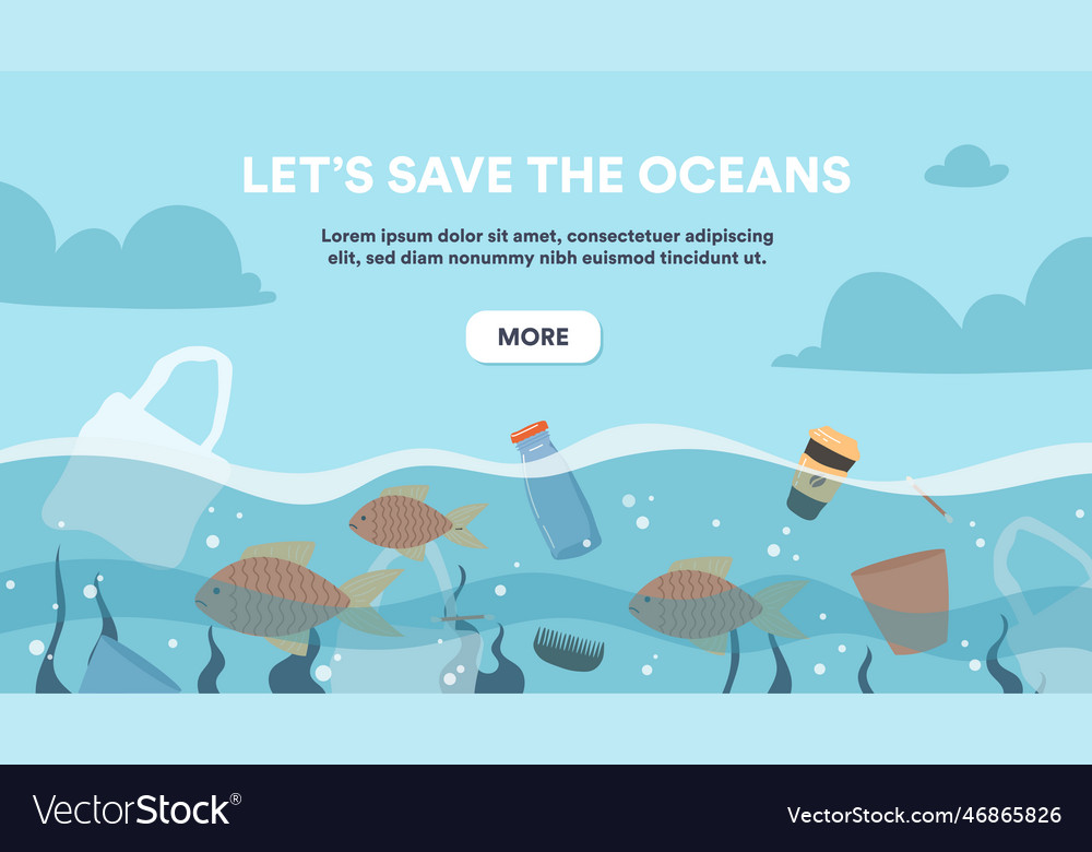 Polluted ocean concept Royalty Free Vector Image