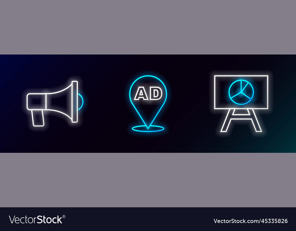 Set line board with graph chart megaphone vector image Set line board with graph chart megaphone