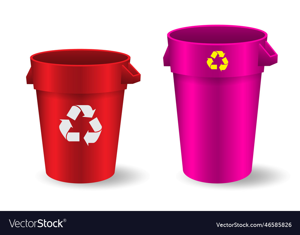 Set of realistic colorful trash bin isolated vector image