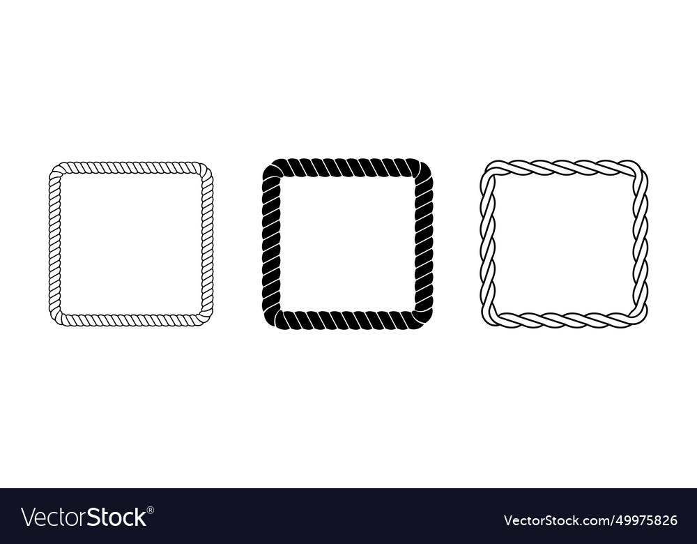 Set of rope frames squared cord border collection vector image Set of rope frames squared cord border collection