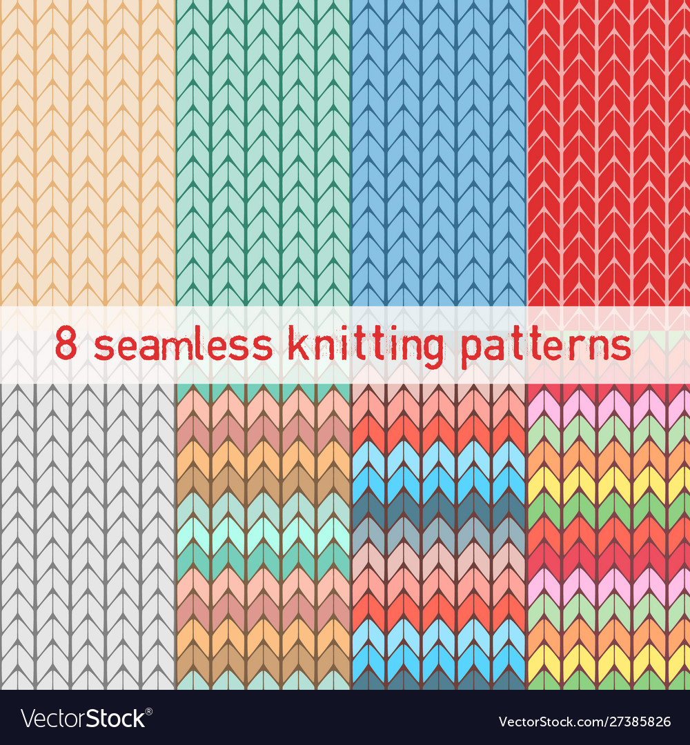 Set with color seamless knitted patterns vector image Set with color seamless knitted patterns