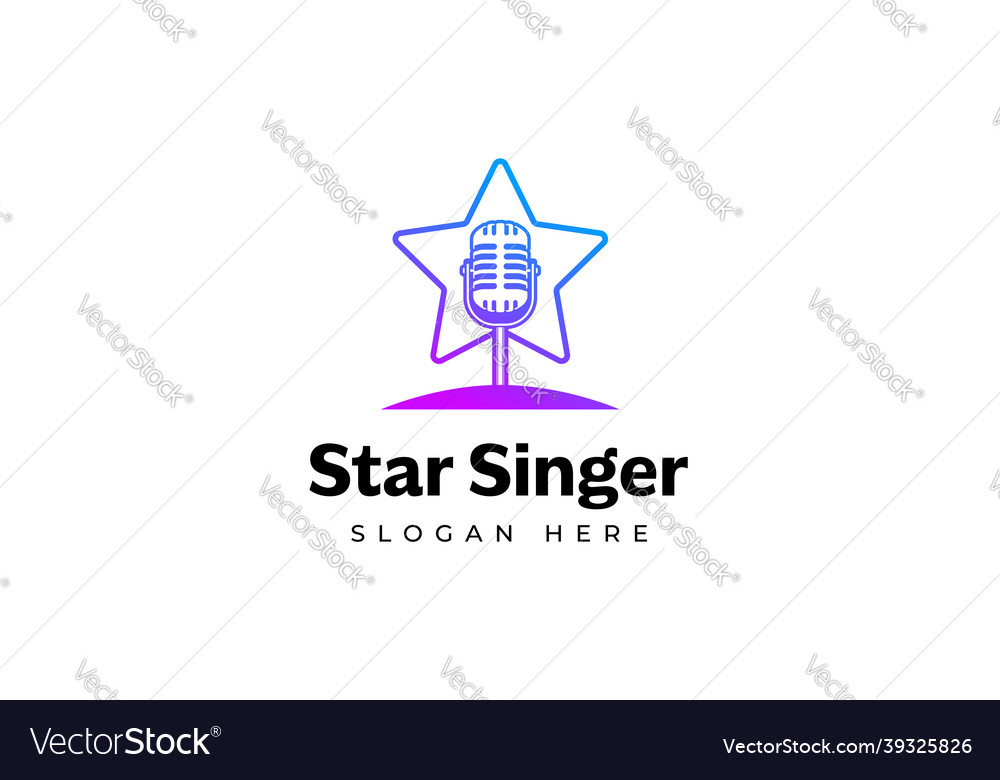 Singer star logo template microphone silhouette Vector Image