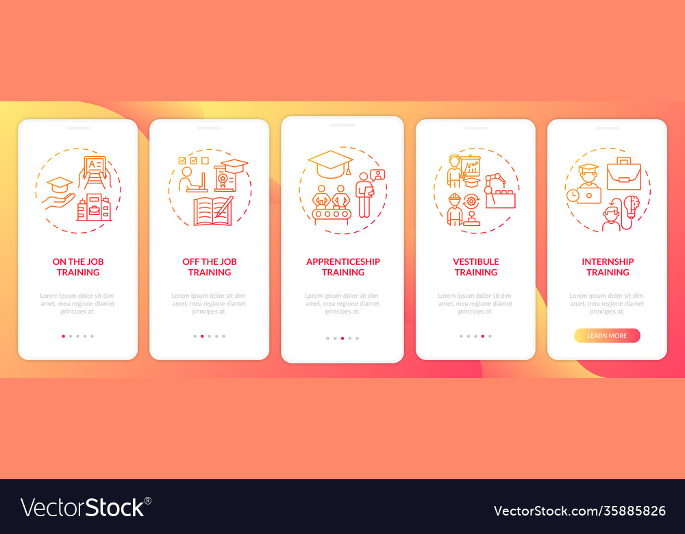 Staff instruction methods onboarding mobile app vector image Staff instruction methods onboarding mobile app