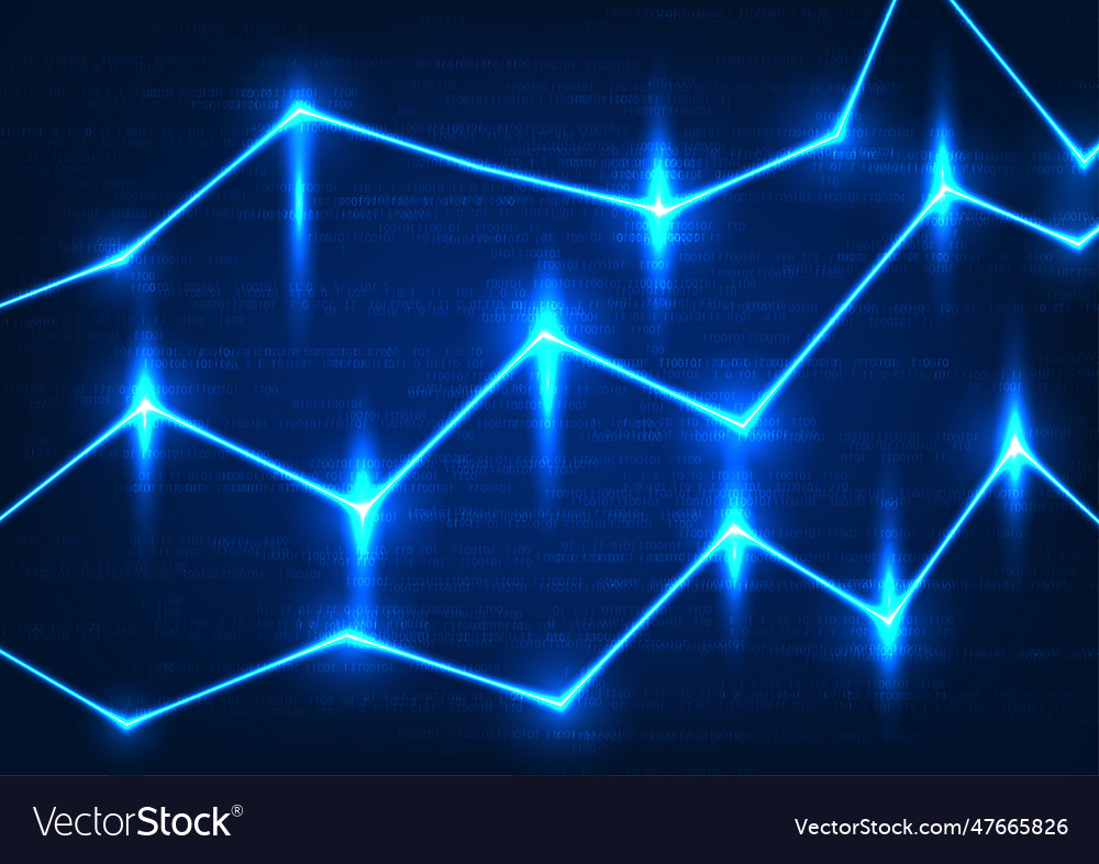 Technology stock chart with glowing lines vector image Technology stock chart with glowing lines