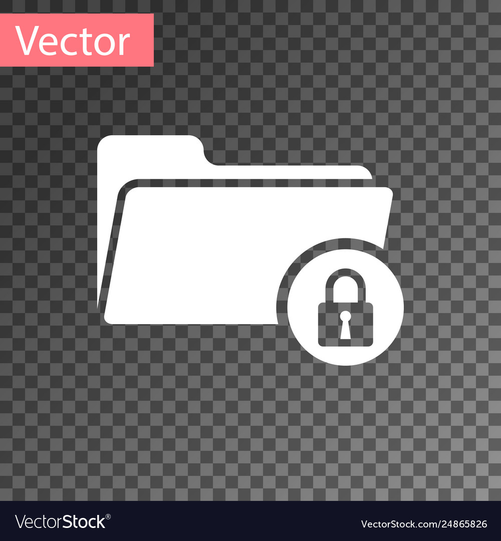 White folder and lock icon isolated on transparent vector image White folder and lock icon isolated on transparent