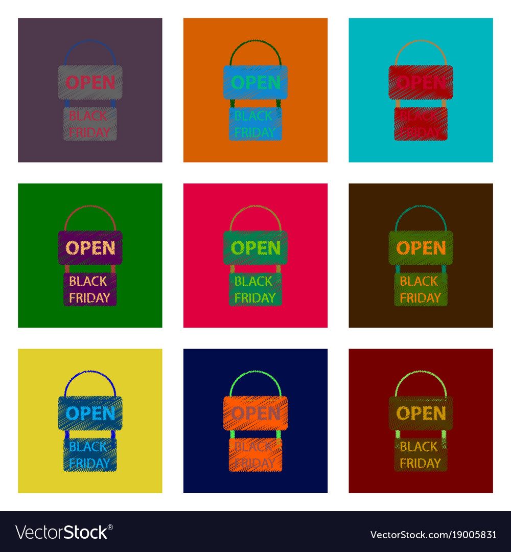 Assembly of flat shading style icon signboard
