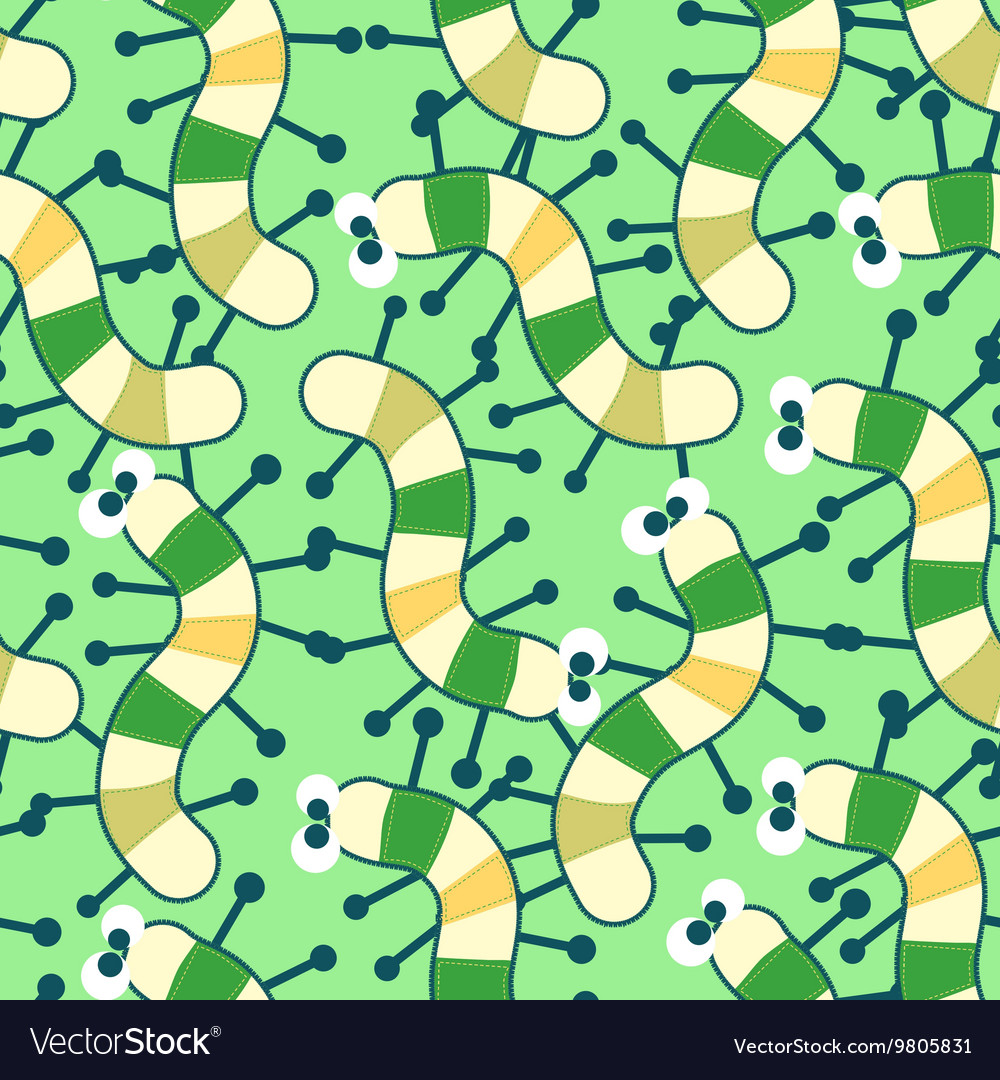 Cute caterpillars in a seamless pattern Royalty Free Vector