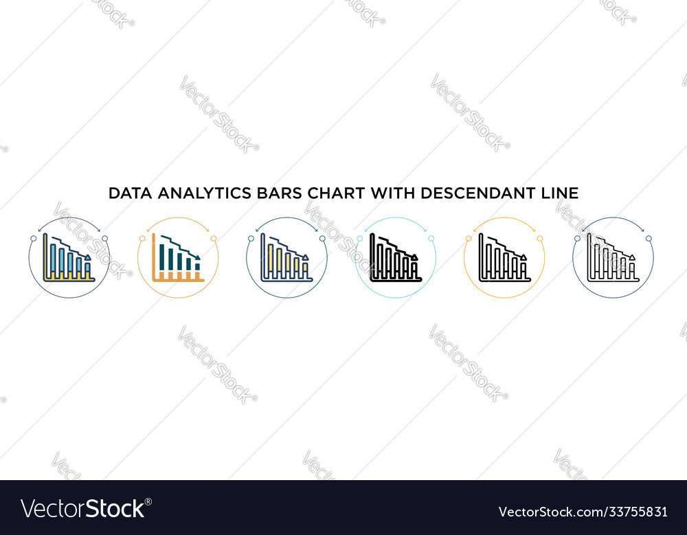 Data analytics bars chart with descendant line