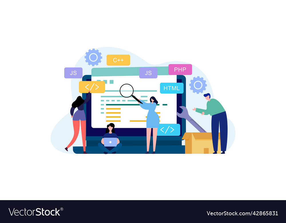 Entwicklung von Programmier- und Codierungstechnologien vector image Entwicklung von Programmier- und Codierungstechnologien
