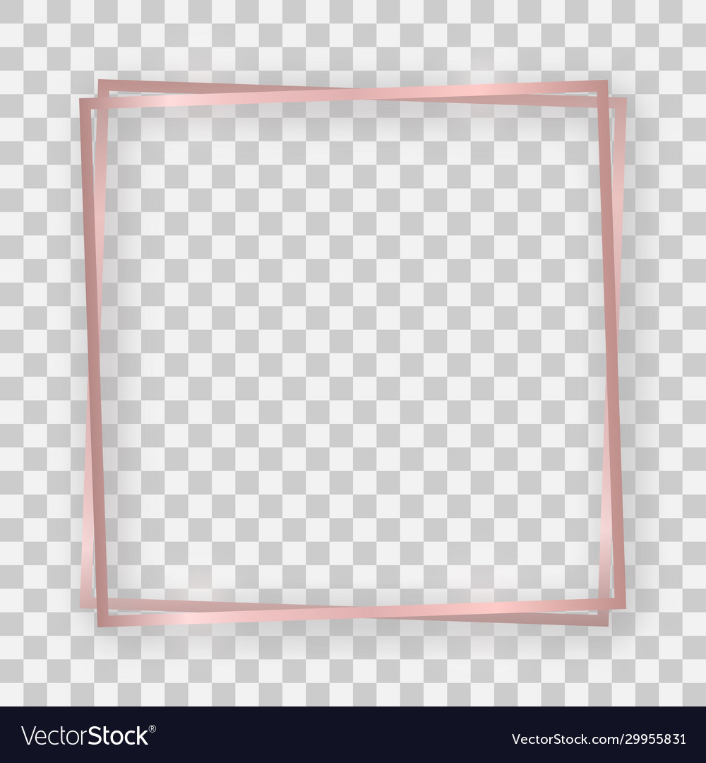 Double rose gold shiny square frame Royalty Free Vector