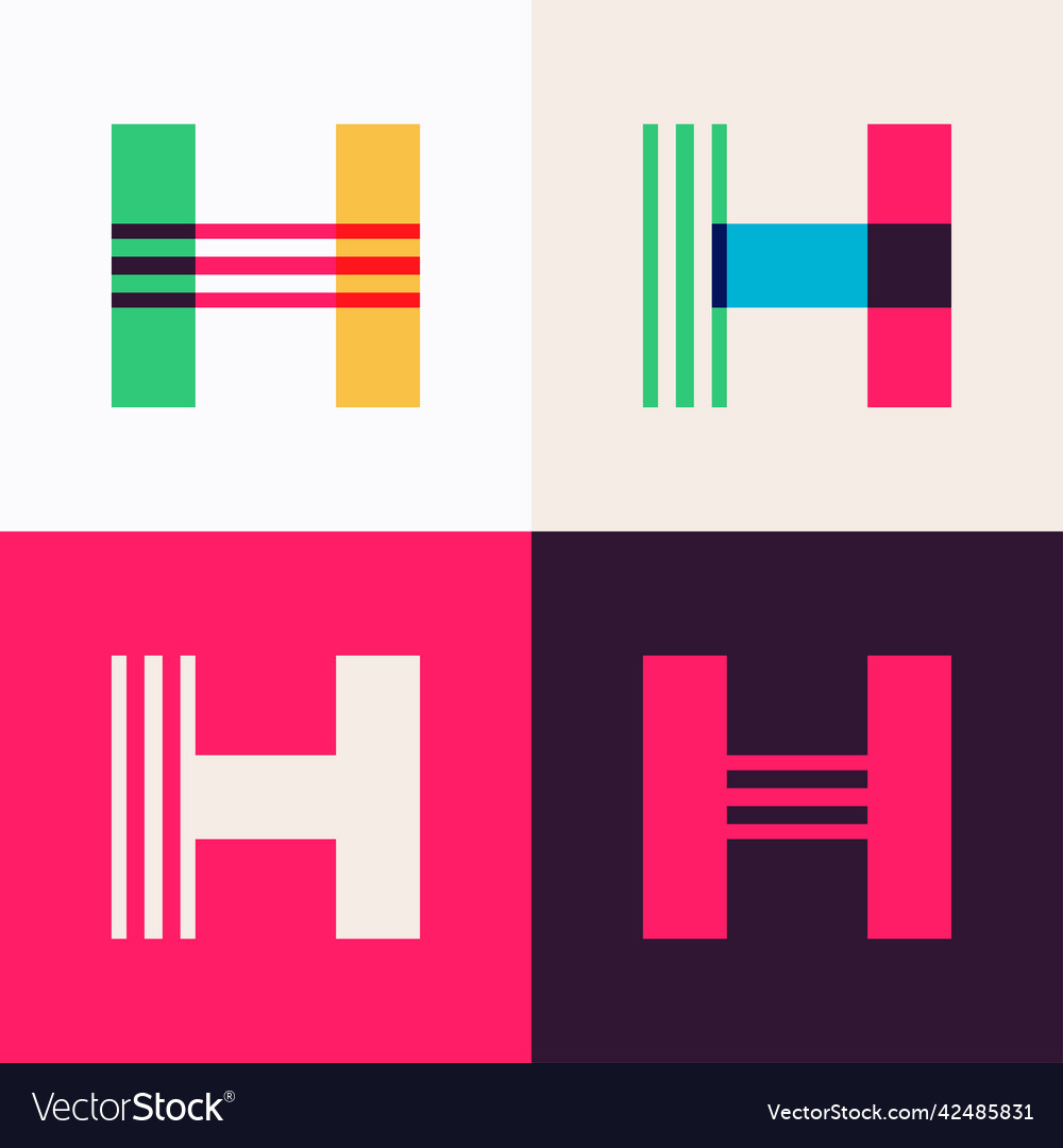 H letter logo set made of overlapping lines Vector Image H letter logo set made of overlapping lines