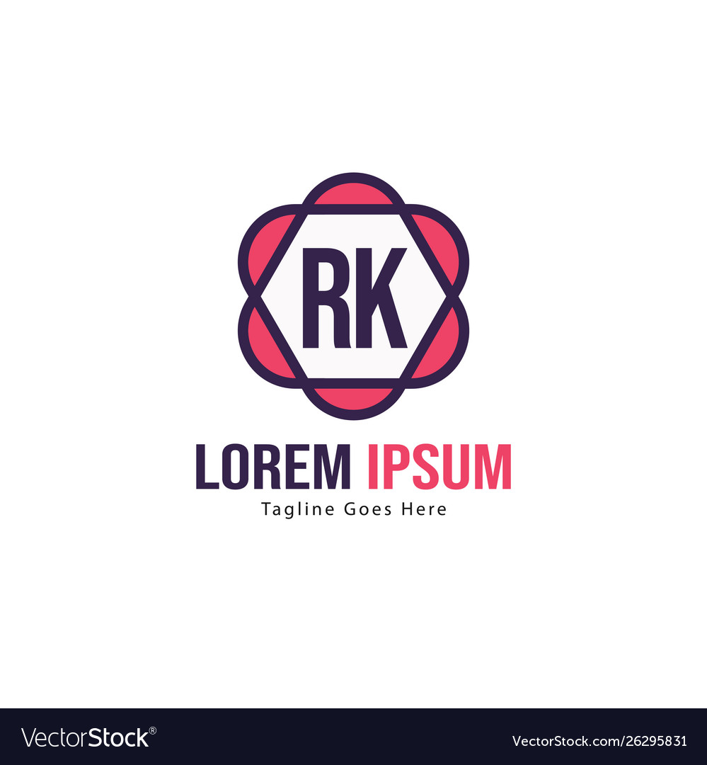 Initial rk logo template with modern frame