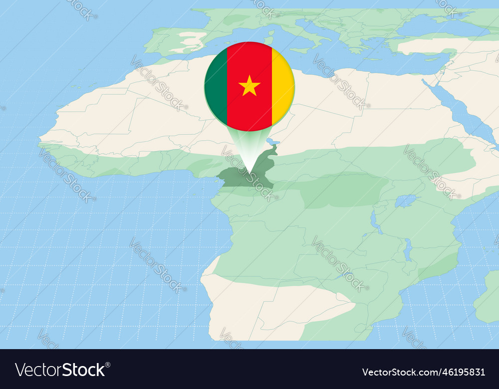 Map of cameroon with the flag cartographic