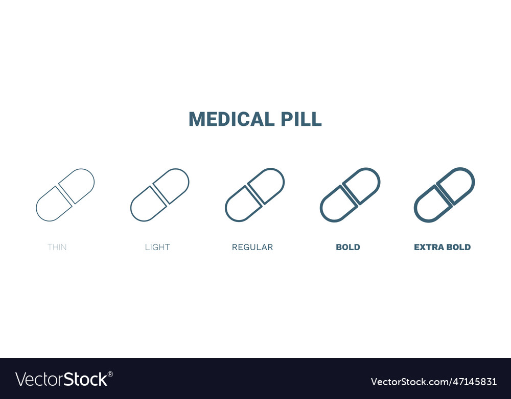 Medical pill icon thin light regular bold black