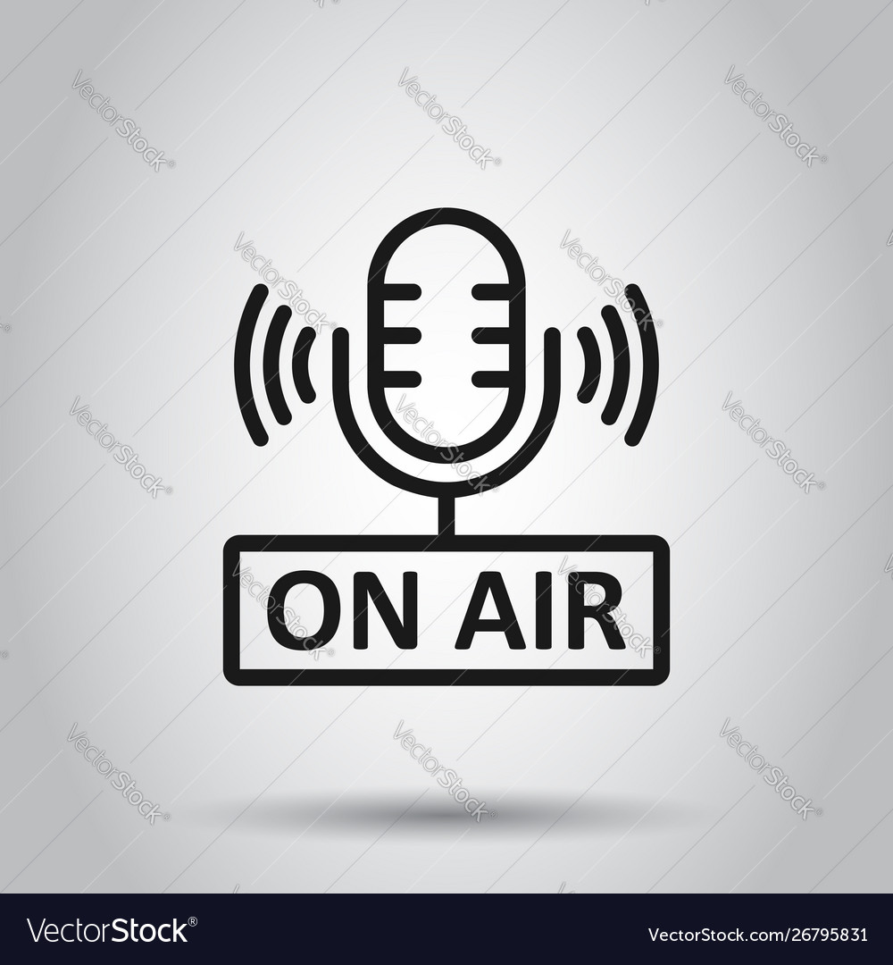 Microphone icon in flat style live broadcast