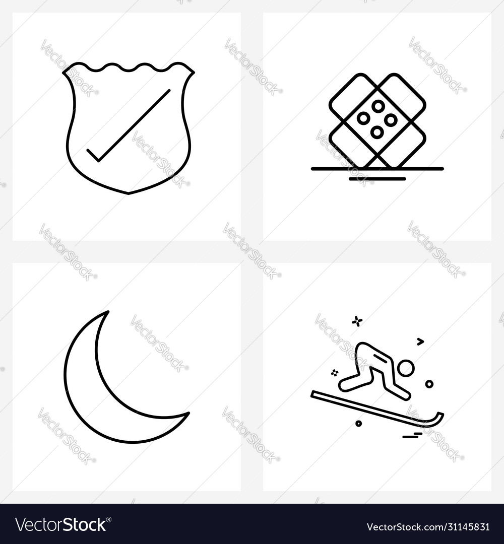 Modern style set 4 line pictograph grid based