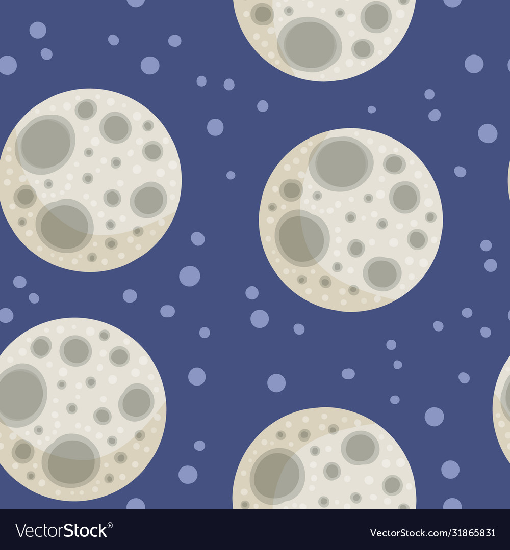 Moon abstract seamless space pattern background