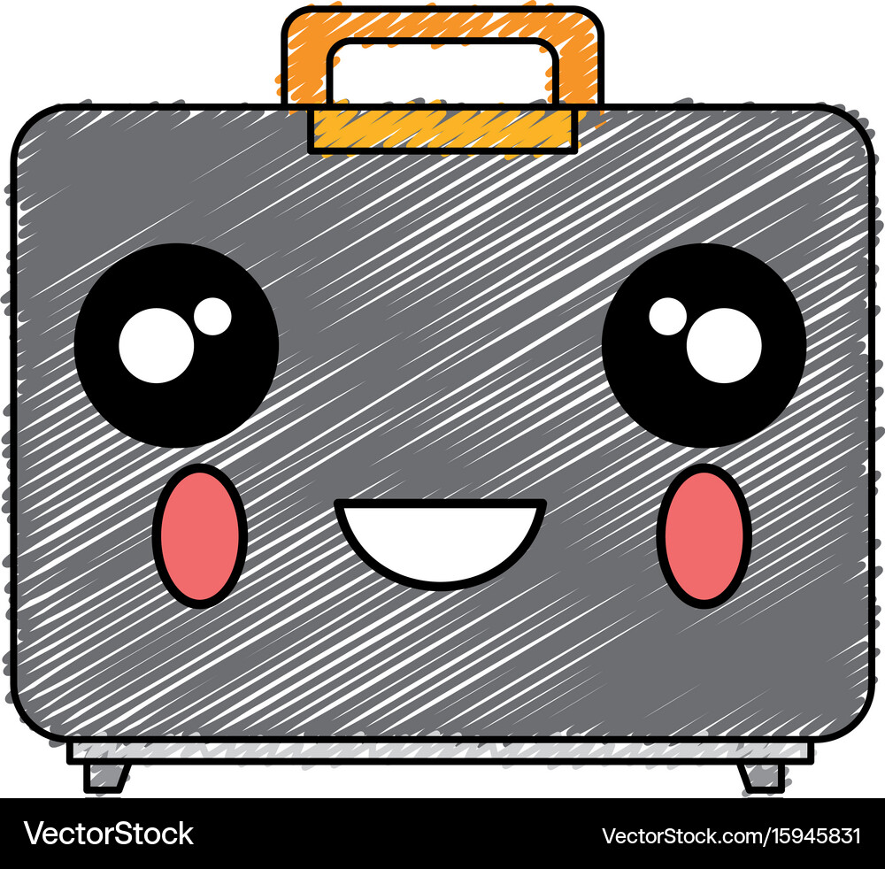 Portfolio briefcase kawaii character Royalty Free Vector