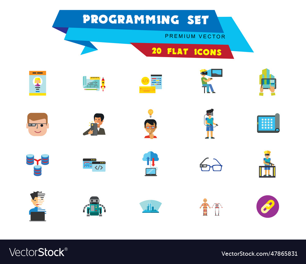 Programming icon set vector image Programming icon set