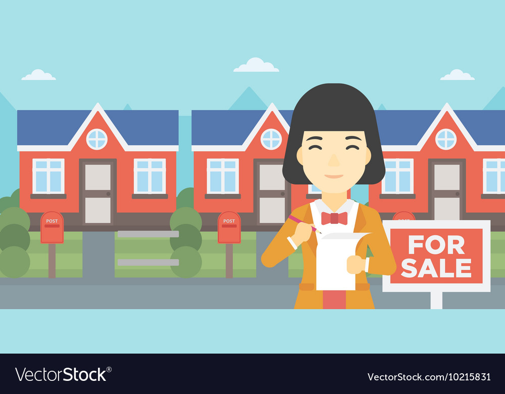 Real estate agent signing contract Royalty Free Vector Image