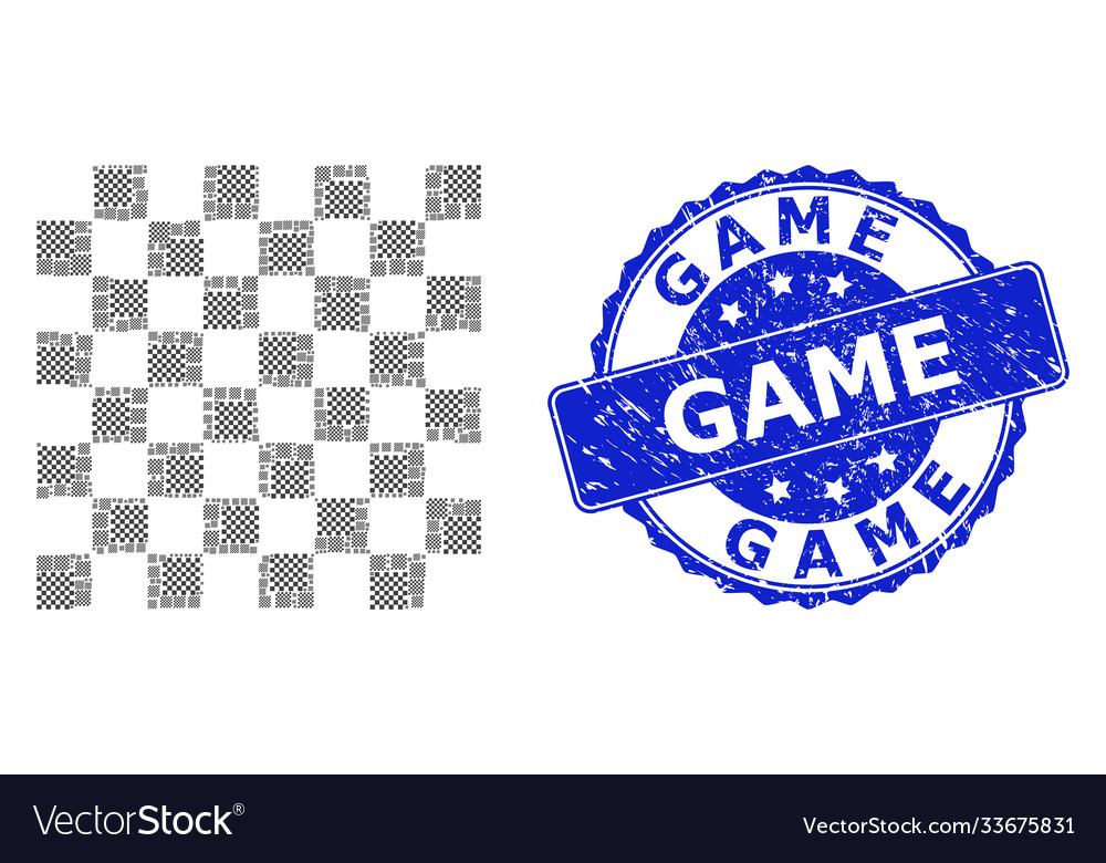 Rubber game round seal stamp and recursion chess Vector Image Rubber game round seal stamp and recursion chess