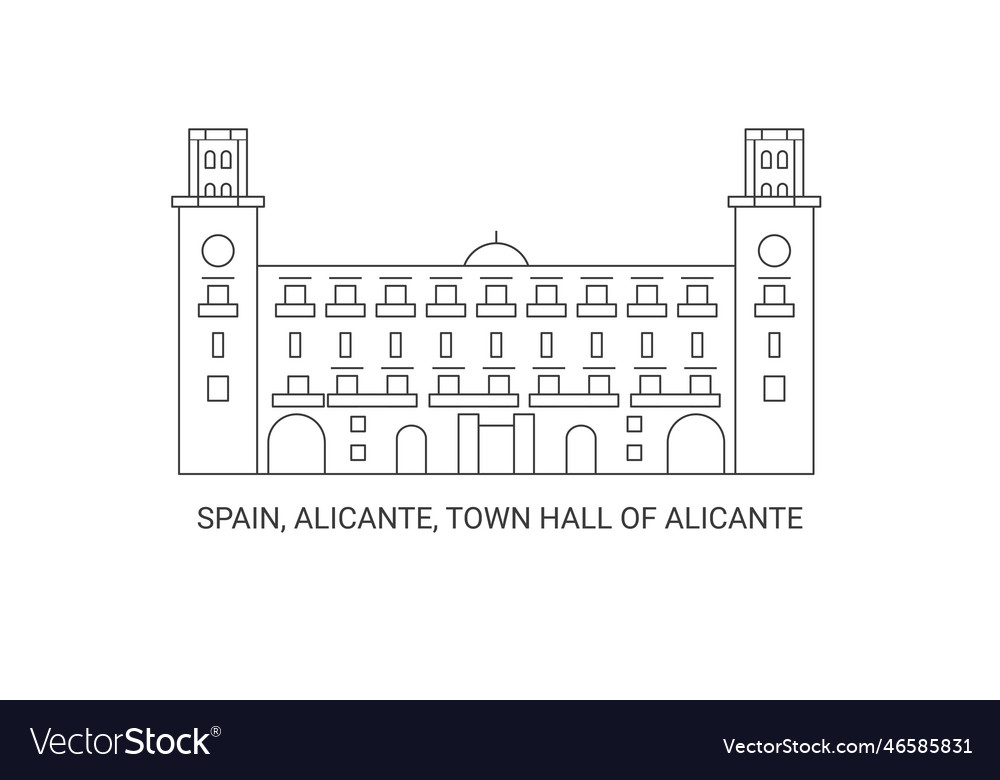 Spain alicante town hall of travel Royalty Free Vector Image