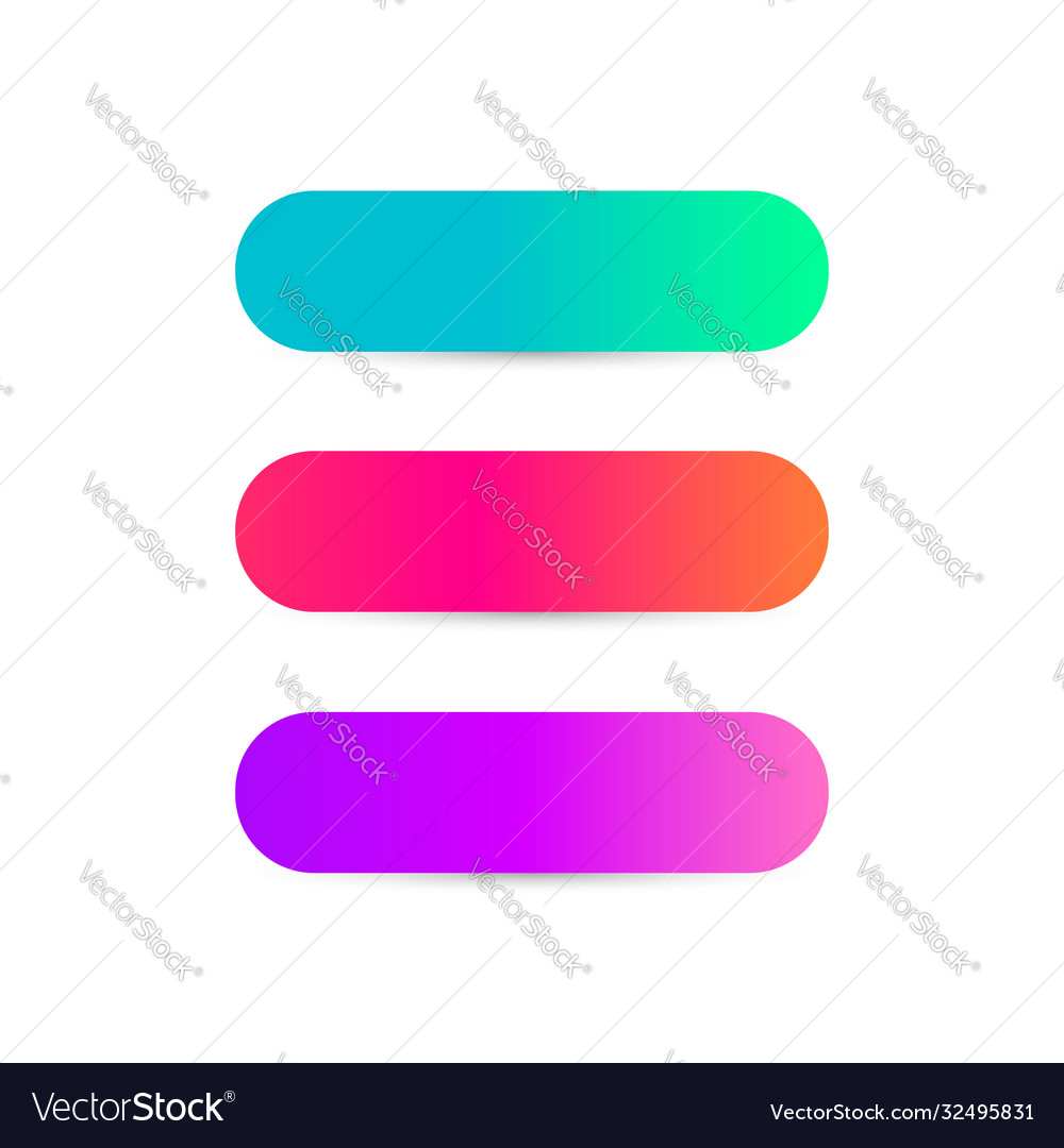 Three trendy empty gradient buttons isolated vector image Three trendy empty gradient buttons isolated