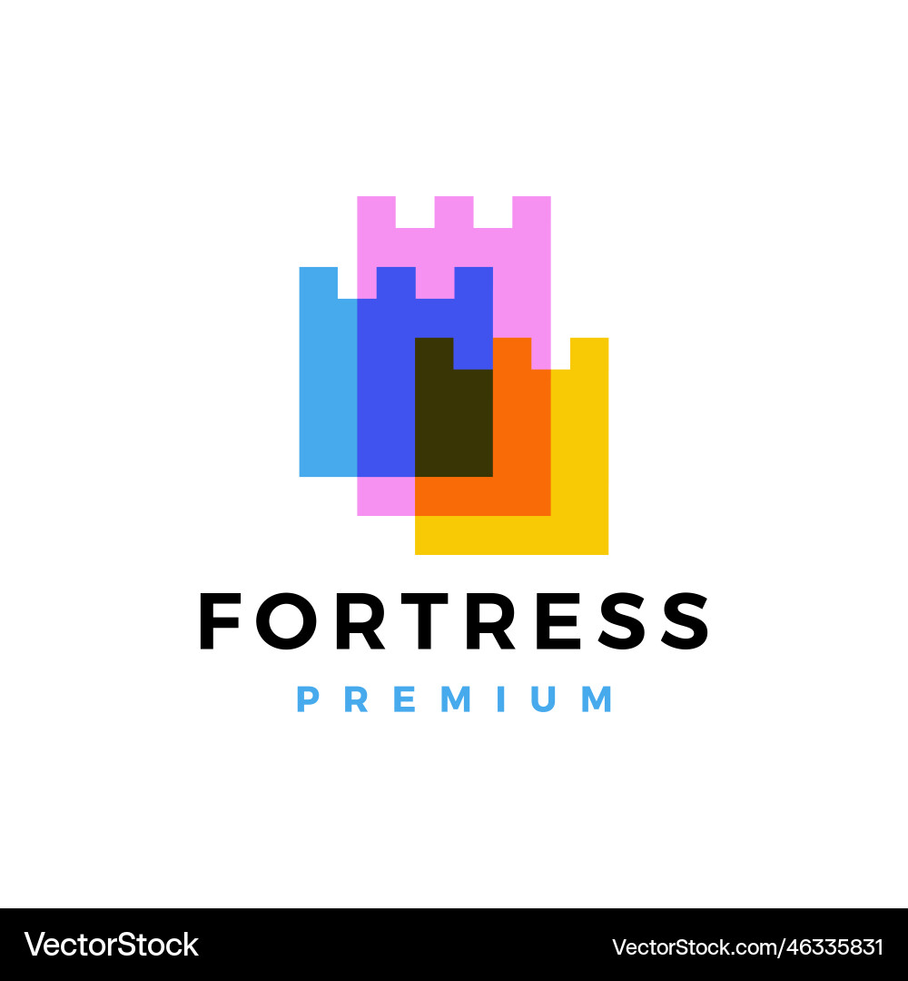 Triple three castle fortress overlapping color Vector Image