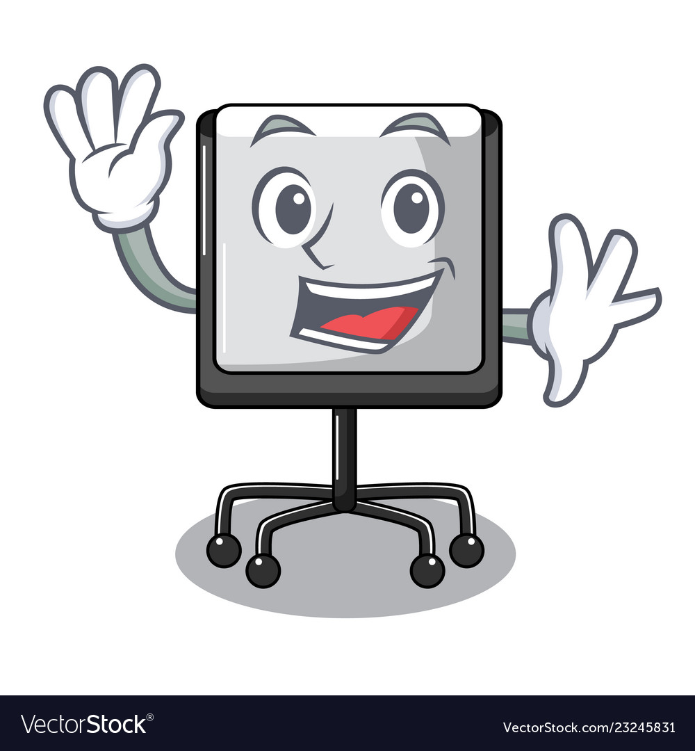 Waving presentation board character in table blank