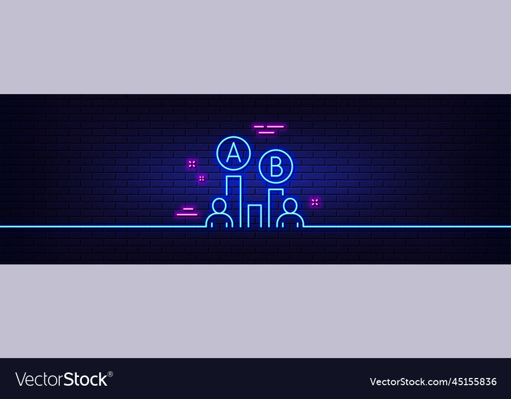 Ab testing line icon ui test chart sign neon vector image Ab testing line icon ui test chart sign neon