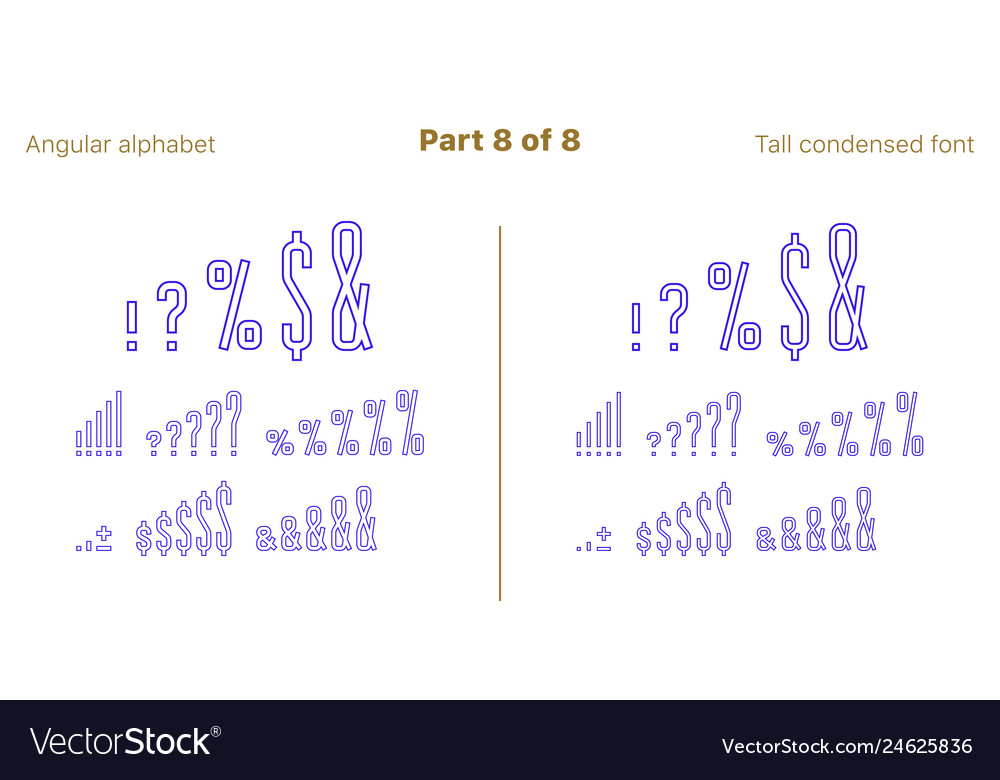 Condensed outlined sans serif font angular vector image Condensed outlined sans serif font angular