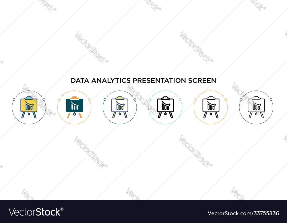Data analytics presentation screen icon in filled Vector Image Data analytics presentation screen icon in filled
