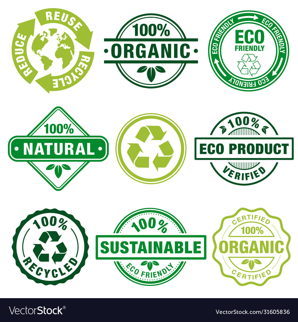 Eco theme plain stamps Royalty Free Vector Image