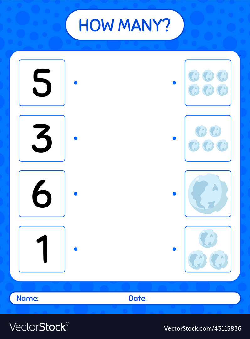 How many counting game with full moon worksheet vector image How many counting game with full moon worksheet